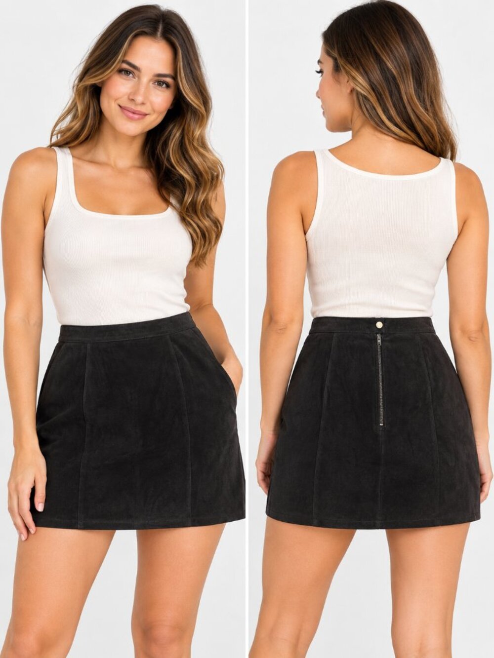 Outerwear by Phoenix Black Genuine Pigskin Leather Skirt USA Size 10